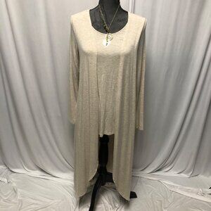 Boston Proper Long Drapey Top with Cardigan Womens Size Medium Beige Lightweight